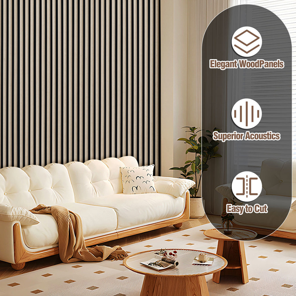 Akustikpaneele mit halbrunden Holzlamellen 120 × 60 cm – 1–4 Stück