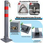 Klappbarer Absperrpfosten 65 cm mit Schloss – Parkplatzsperre aus Stahl