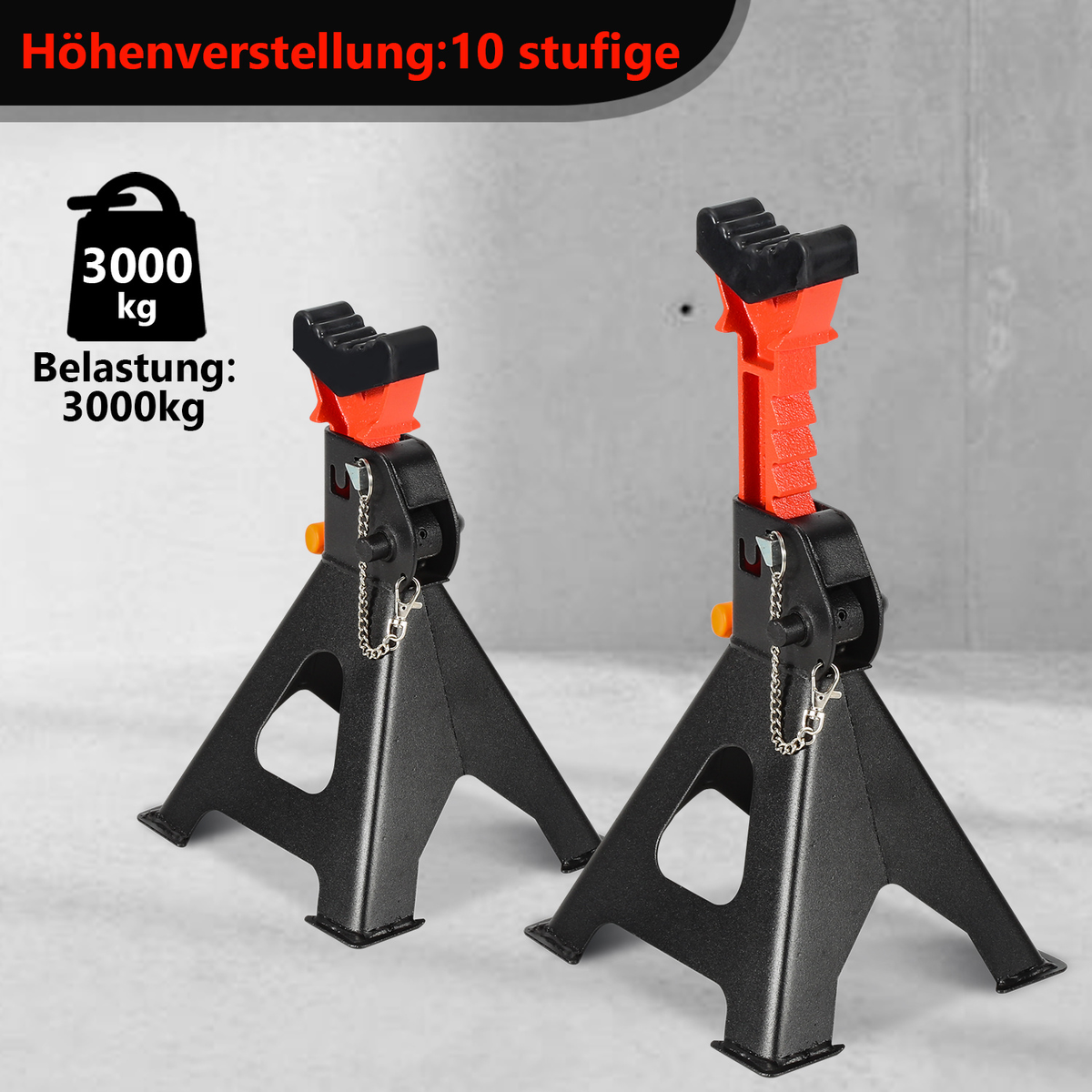 Unterstellbock aus Stahl mit 3000 kg Tragfähigkeit pro Stück