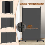 Cecaylie Paravent mit Rollen, faltbarer Raumteiler 181 cm hoch, mobiler Sichtschutz mit Bremsen
