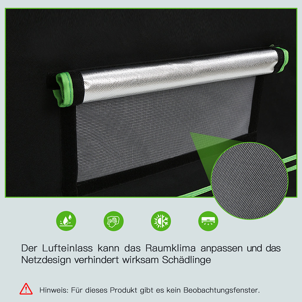Cecaylie Growzelt 600D Oxford, Growbox Indoor mit reflektierender Folie, 5 Größen, Schwarz/Grün