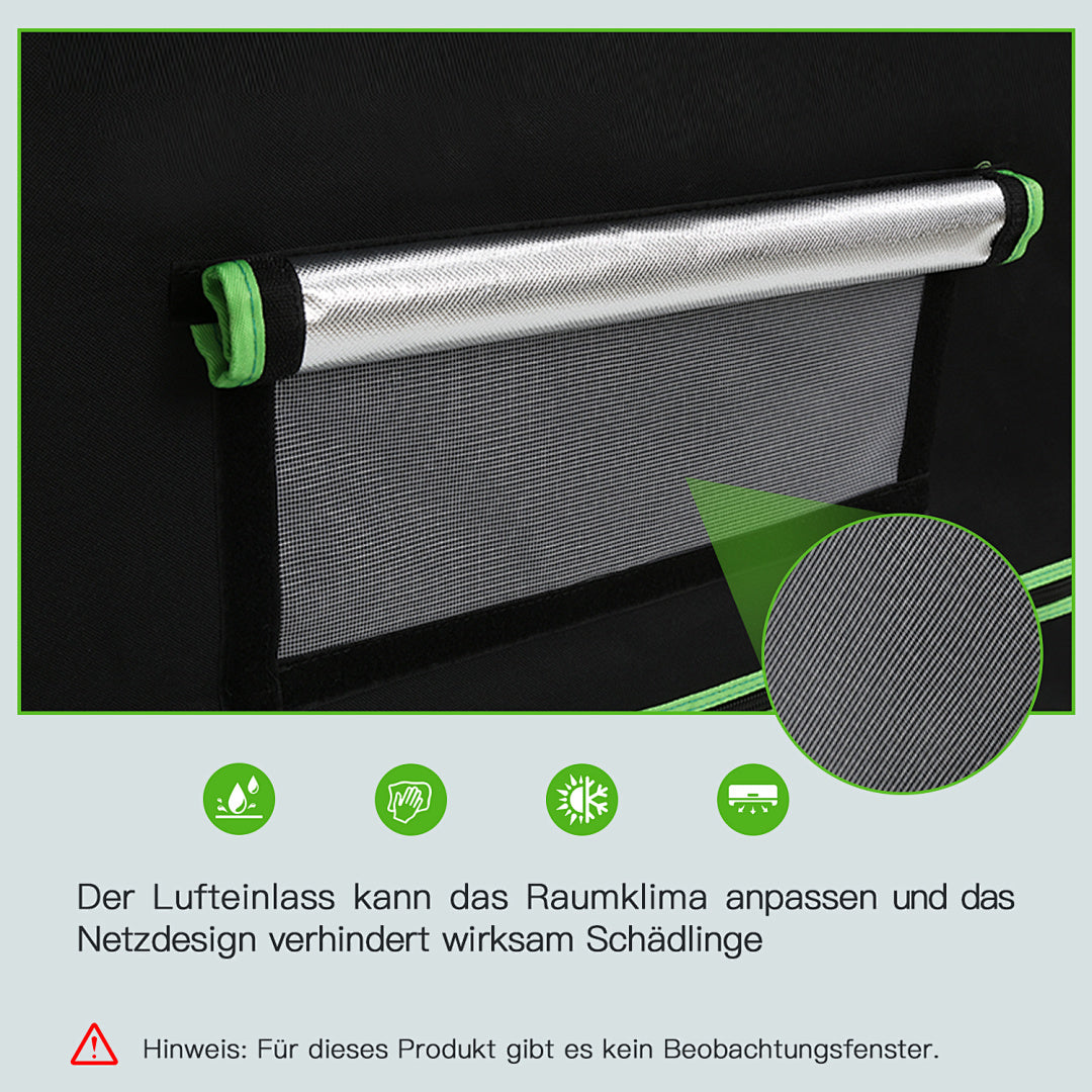Cecaylie Growzelt 600D Oxford, Growbox Indoor mit reflektierender Folie, 5 Größen, Schwarz/Grün