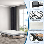 Cecaylie Klappbett 90x200 cm mit 13 cm Matratze, Gästebett faltbar mit Rollen, bis 200 kg