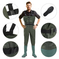 Cecaylie Wathose mit Stiefeln, Brustwathose 70D Nylon-PVC, Anglerhose Grün, EU 42–47
