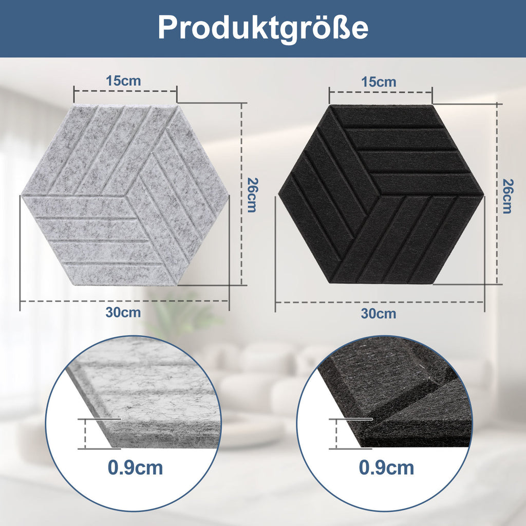 Selbstklebende Akustikplatten aus Polyester – 12/18 Stück