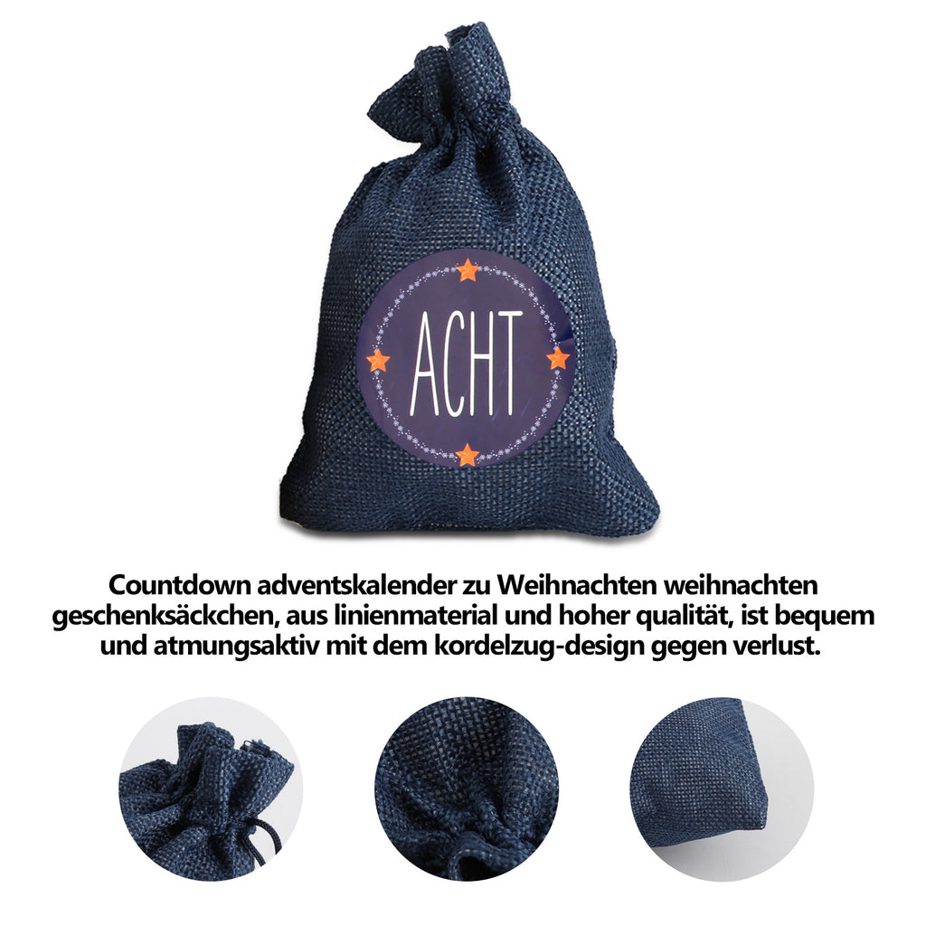 Leinen Adventskalender Säckchen mit Kordelzug