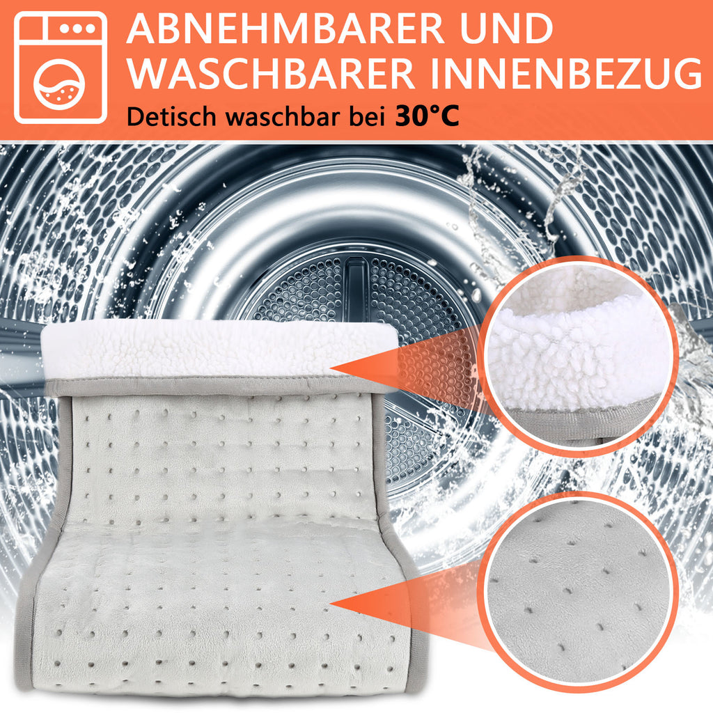 Cecaylie Elektrischer Fußwärmer 100W, 10 Heizstufen, Timer, Waschbares Innenfutter, Hellgrau