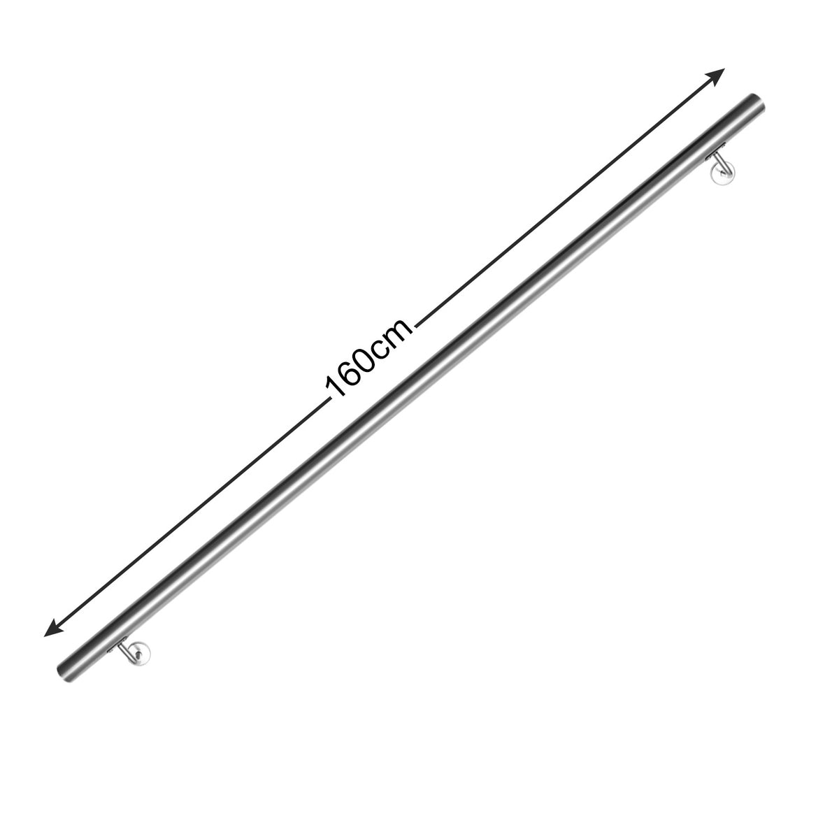 Cecaylie Handlauf Edelstahl Ø42 mm, Treppenhandlauf zur Wandmontage, 50–200 cm, Silber