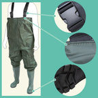 Cecaylie Wathose mit Gummistiefeln, Brustwathose 70D Nylon-PVC, Anglerhose M–XXL, EU 40–47