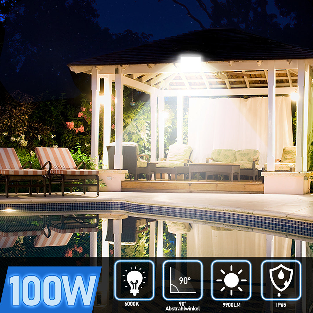 Cecaylie LED Fluter Außen 50–200W, IP65, 6000K Kaltweiß, LED Strahler 1–10 Stück