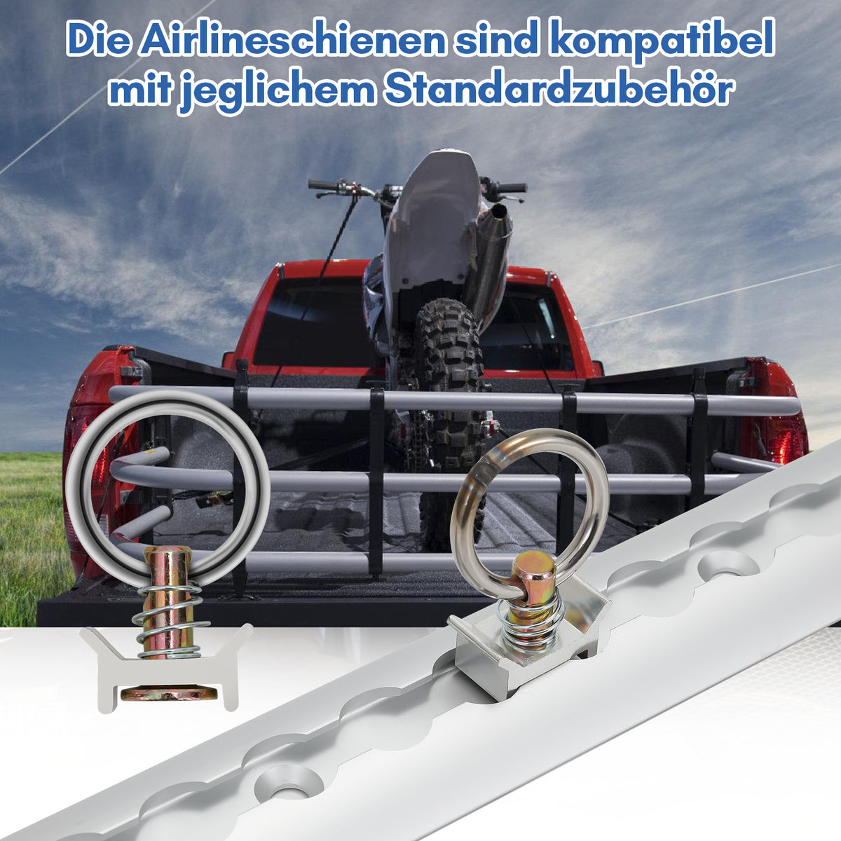 Airlineschiene mit Zurrösen und Endkappen Pulverbeschichtet Airline PKW, LKW Zubehör Für Anhänger Alu 1~1,5M Zurrschienen Wohnmobil Korrosionsschutz Halbrund