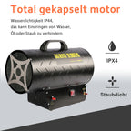 Gasheizgebläse 10/15/30 kW mit Gasschlauch & Druckminderer