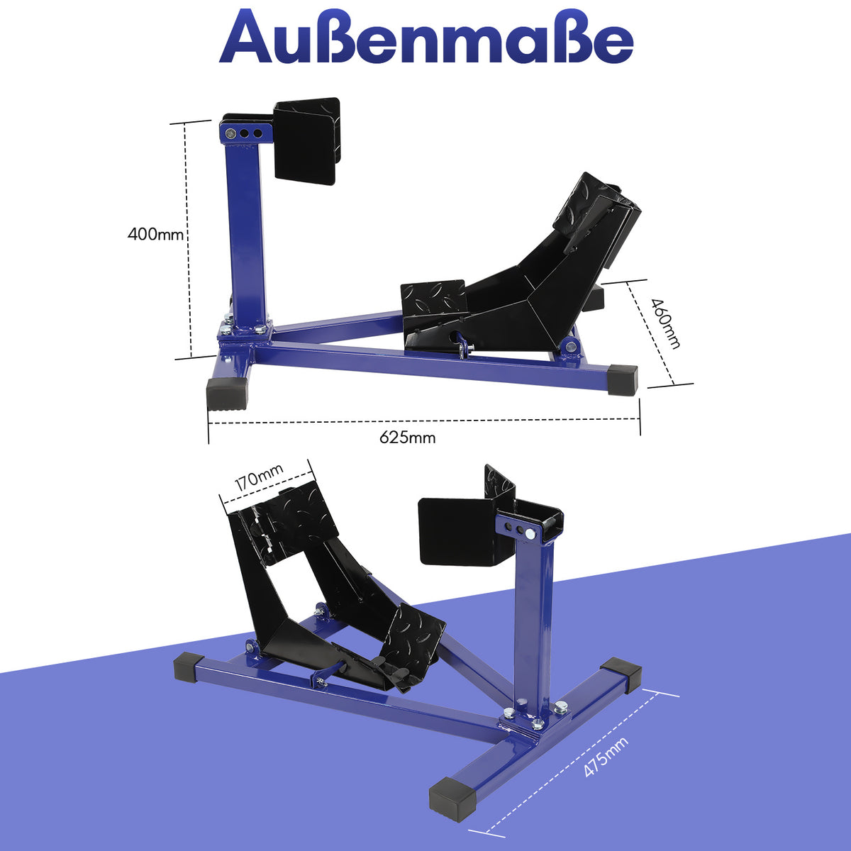 Motorradwippe für 17 bis 21 Zoll und 60 bis 160 mm Reifenbreite