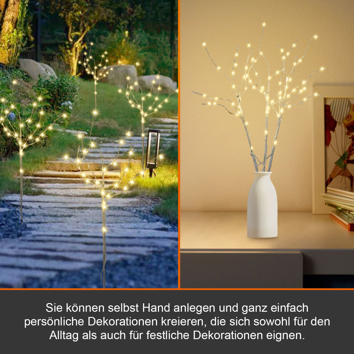 LED Lichterzweige 3er-Set, 50 cm mit 70 LEDs & Timer