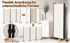 Cecaylie Paravent mit Rollen, faltbarer Raumteiler 181 cm hoch, mobiler Sichtschutz mit Bremsen