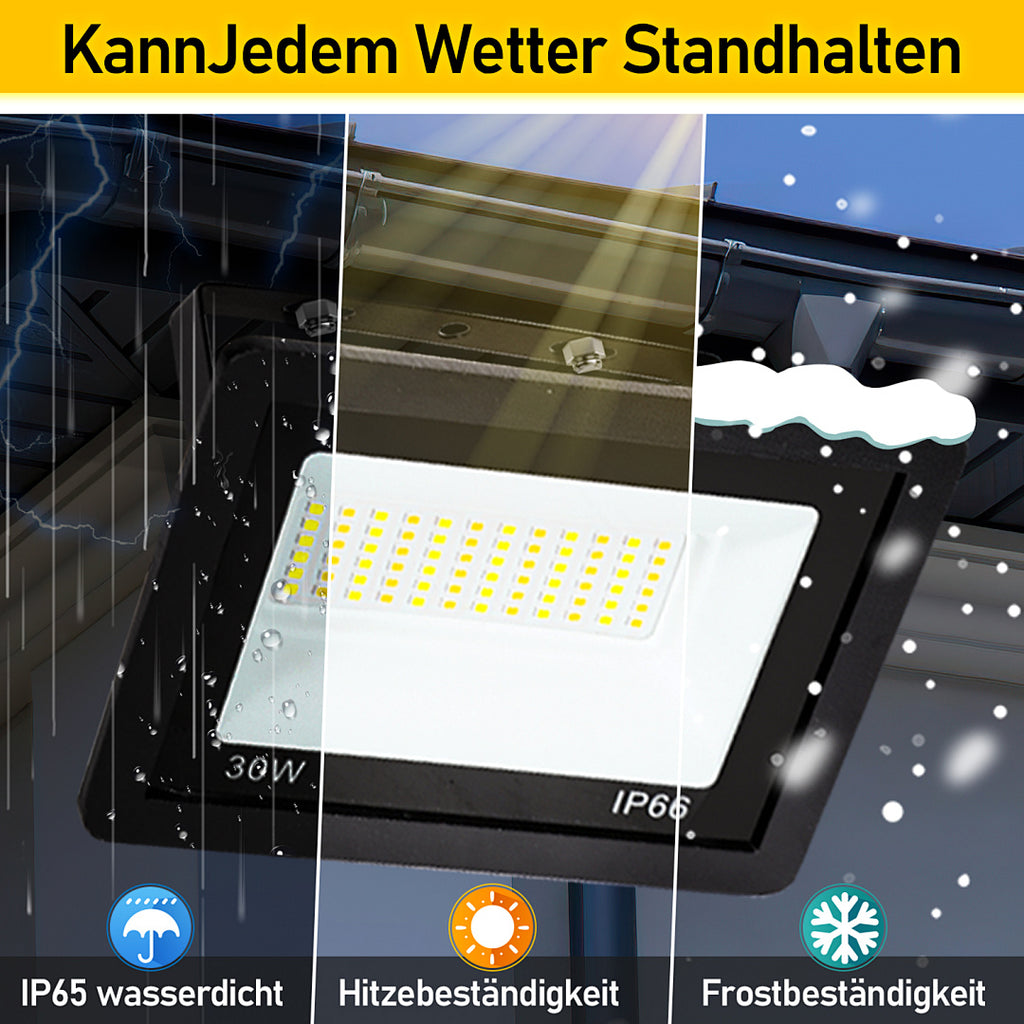Cecaylie LED Fluter Außen 10–100W, 3 Lichtfarben einstellbar, IP66, 3000/4000/6500K