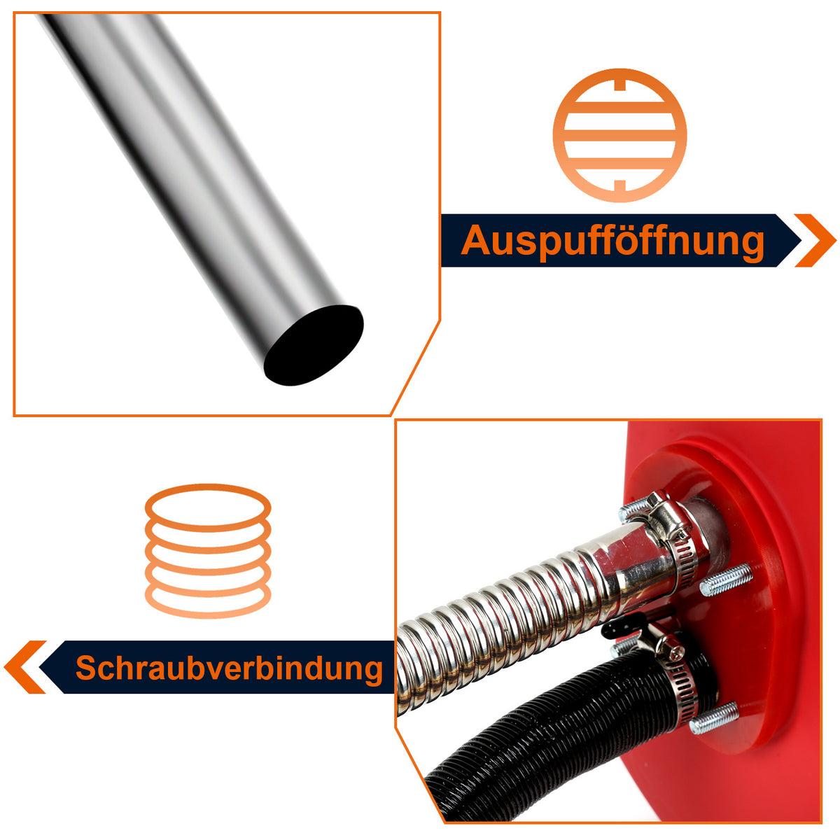 Abgasschlauch Ø25 mm für Standheizung – 200 cm ohne / 300 cm mit Schalldämpfer