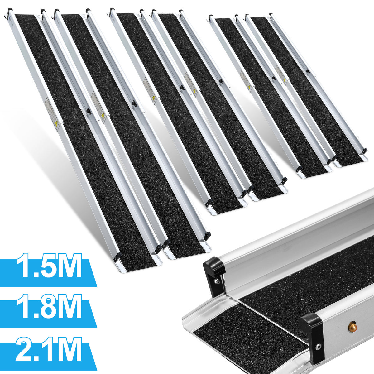 Cecaylie 2er Teleskop-Rollstuhlrampe aus Aluminium, 152/183/213 cm, bis 300 kg