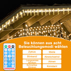 Solar Eiszapfen Lichterkette mit 8 Lichtmodi und Timer