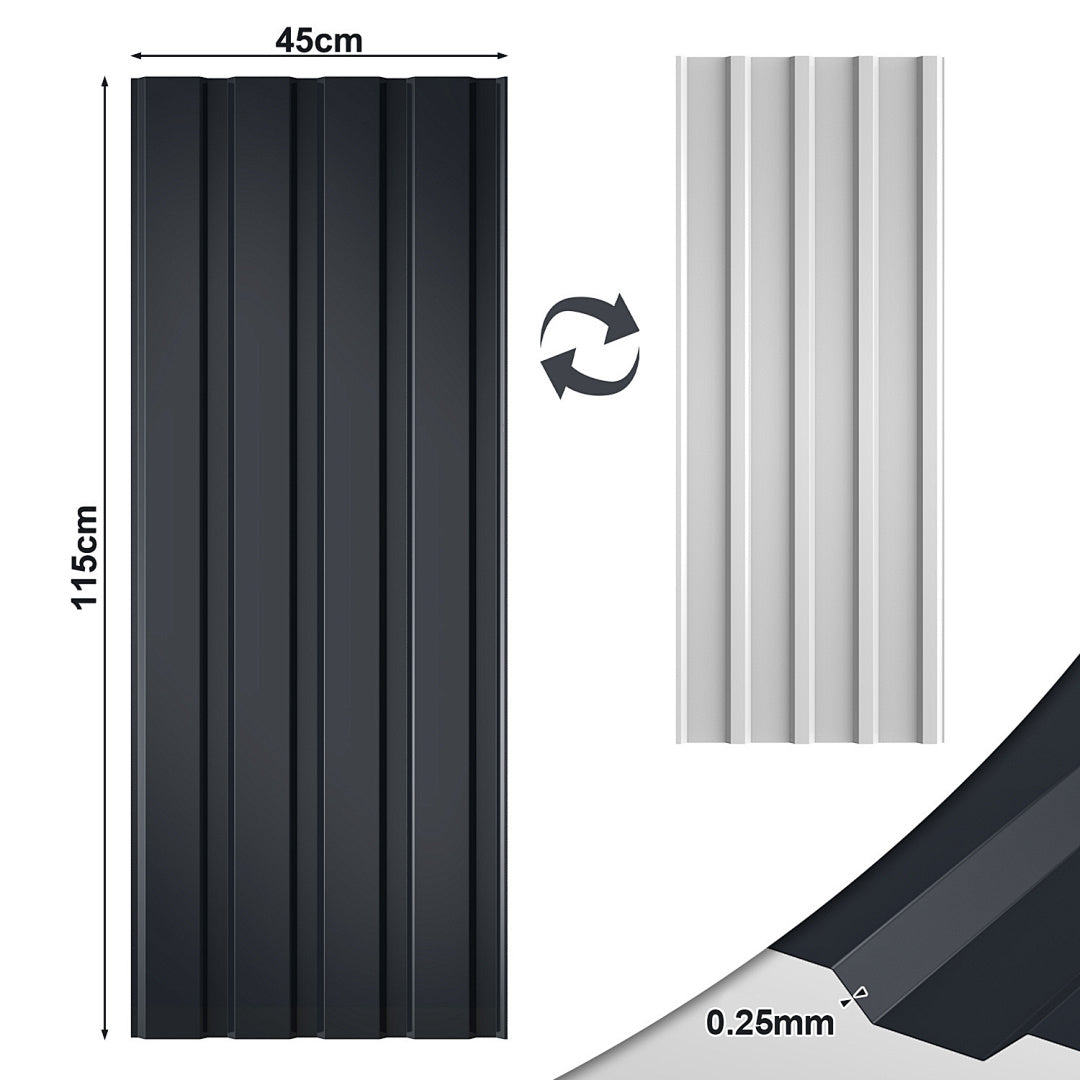 Cecaylie Trapezbleche 115 x 45 cm, verzinkte Stahl-Dachbleche, 12–48 Stück, Grün/Anthrazit
