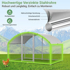 Cecaylie Hühnerauslauf mit Kuppeldach, 6–24 m², Stahlrahmen, Geflügelgehege mit Tür