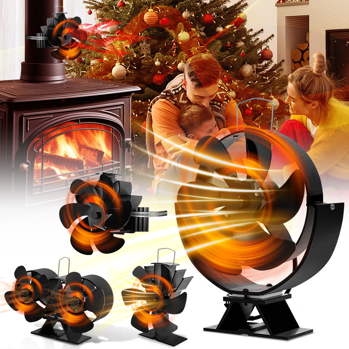 Cecaylie wärmebetriebener Kaminventilator in 5 Varianten für Holzofen und Kaminofen