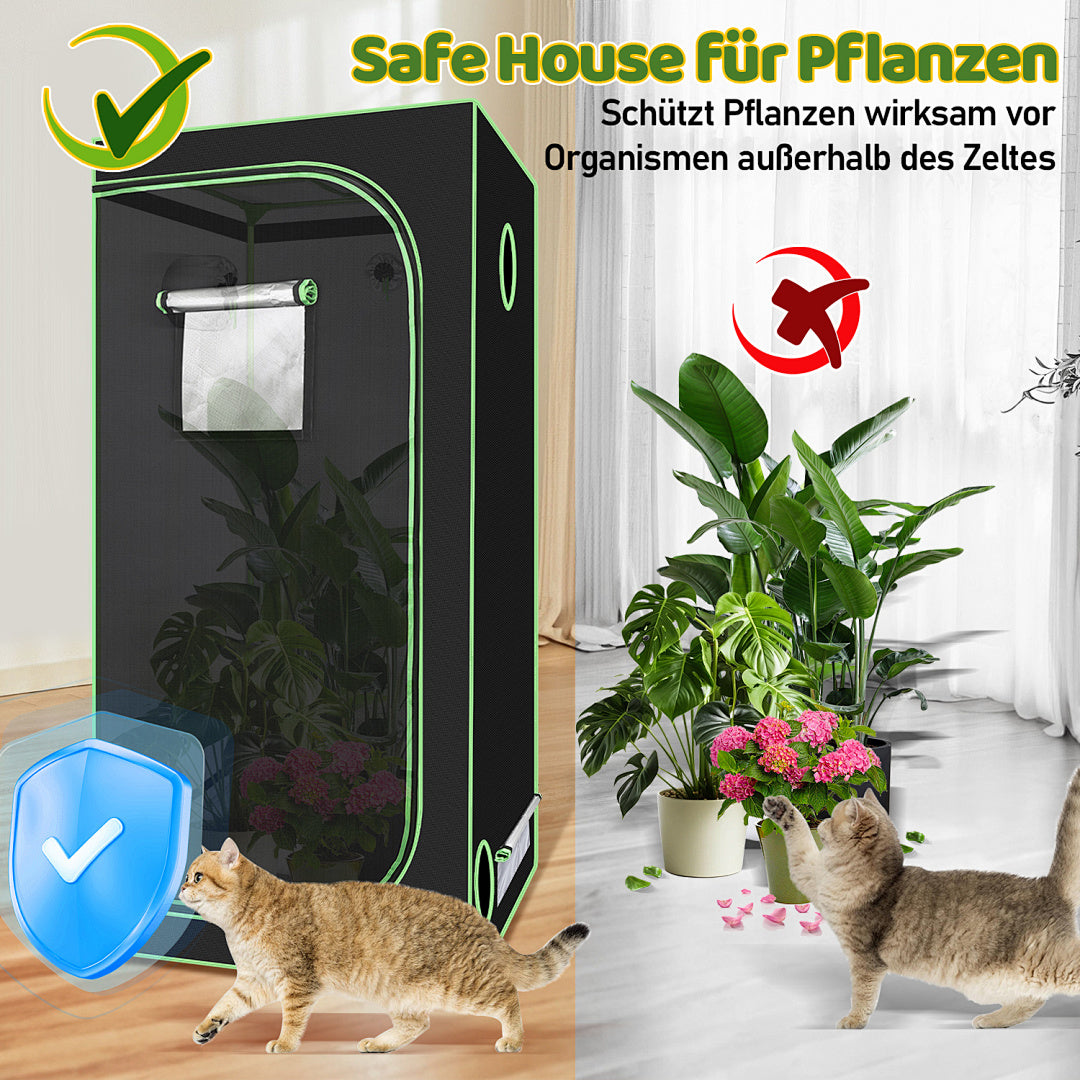 Cecaylie Growzelt 600D Oxford, Growbox Indoor mit reflektierender Folie, 5 Größen, Schwarz/Grün