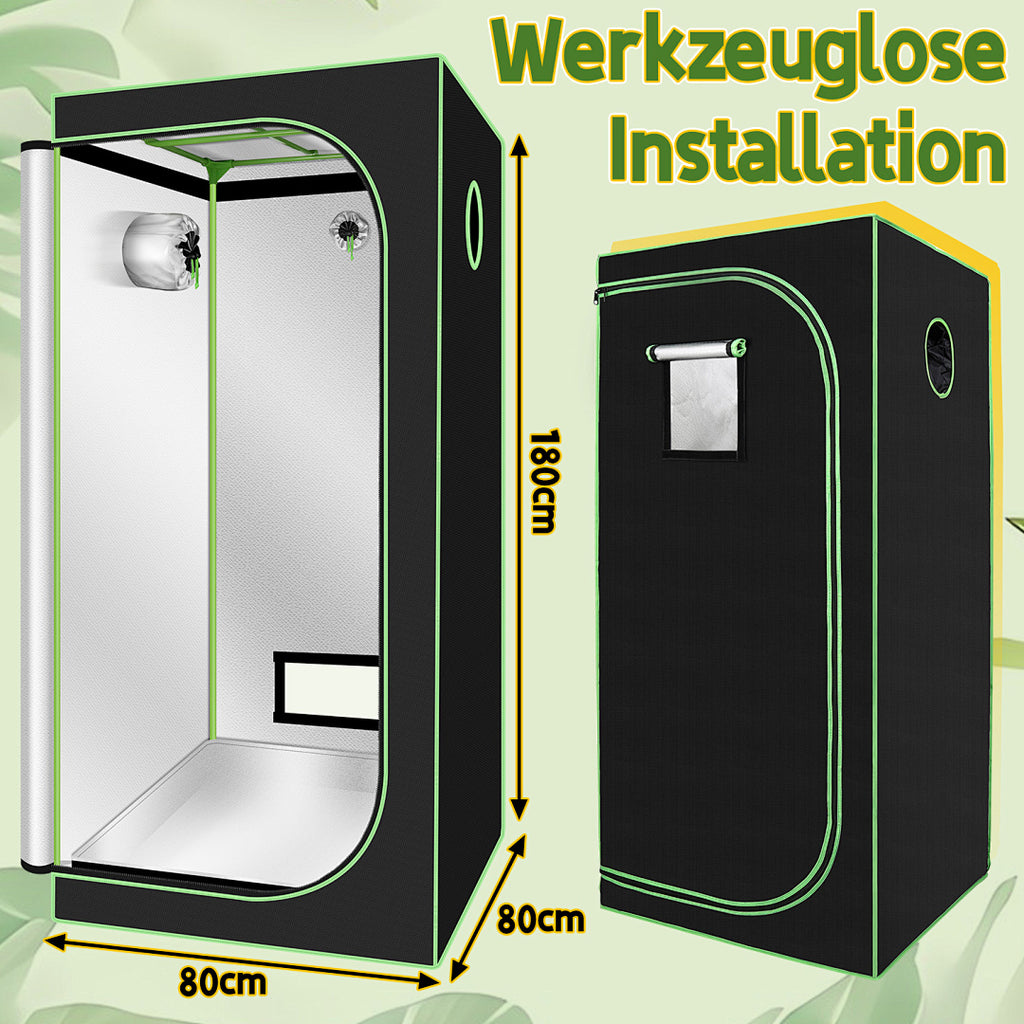 Cecaylie Growzelt 600D Oxford, Growbox Indoor mit reflektierender Folie, 5 Größen, Schwarz/Grün