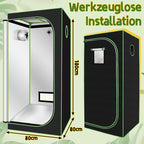 Cecaylie Growzelt 600D Oxford, Growbox Indoor mit reflektierender Folie, 5 Größen, Schwarz/Grün