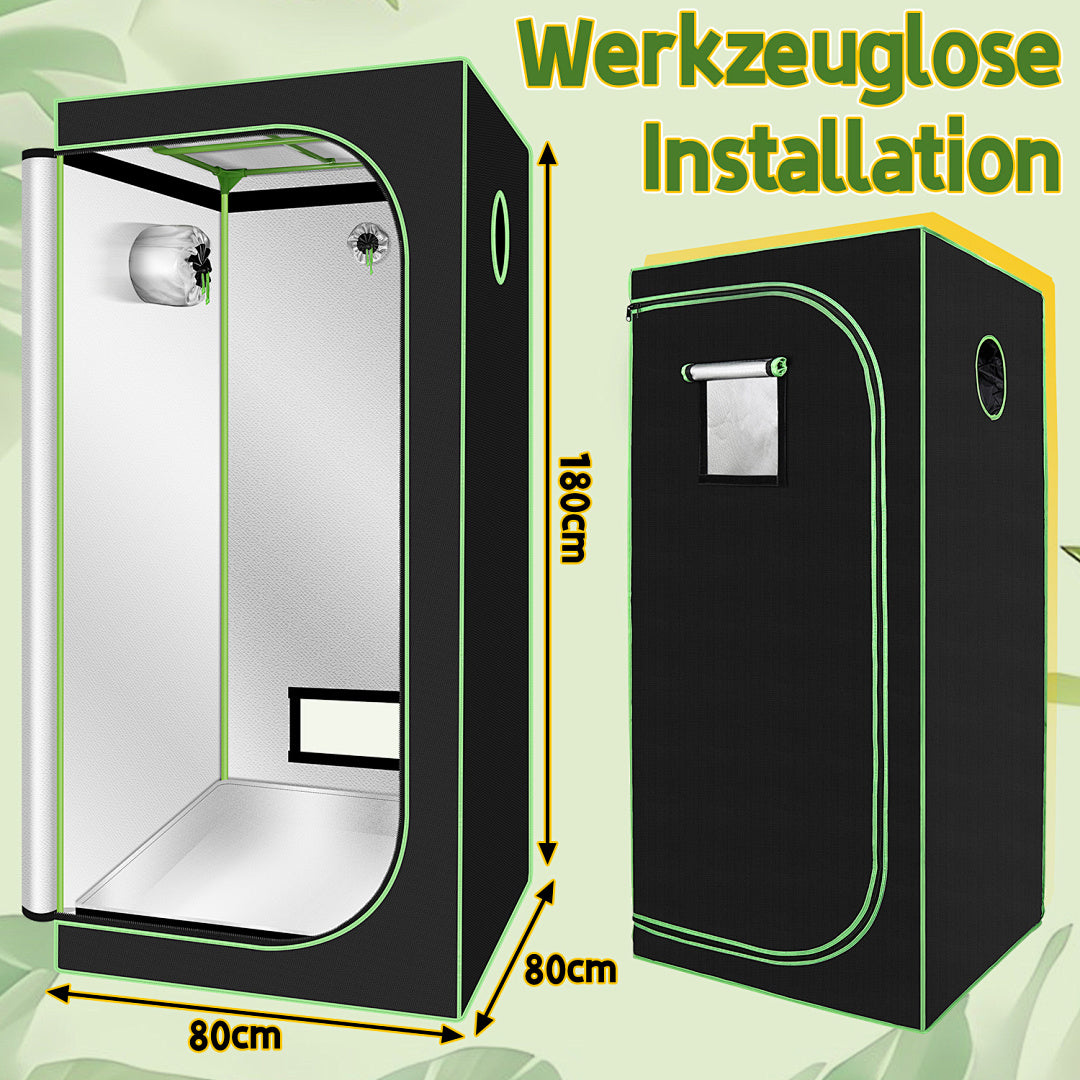Cecaylie Growzelt 600D Oxford, Growbox Indoor mit reflektierender Folie, 5 Größen, Schwarz/Grün