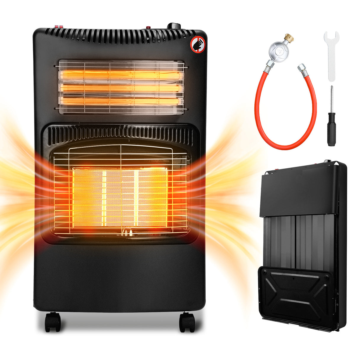Gas Elektroheizung 4200 W mit 3 Stufen und Rollen
