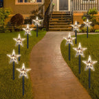 LED Weihnachtssterne Gartenstecker 5/10er-Set mit Timer, warmweiß