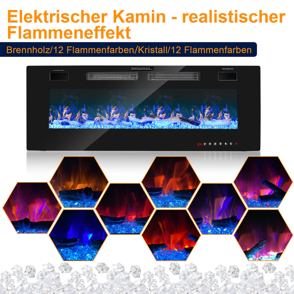 Elektrokamin als Wand- oder Standkamin mit LED-Flamme, App & Fernbedienung