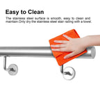 Cecaylie Handlauf Edelstahl Ø42 mm, Treppenhandlauf zur Wandmontage, 50–200 cm, Silber