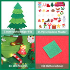 DIY Filz-Weihnachtsbaum 105 cm mit 33 Ornamenten & 30 LEDs