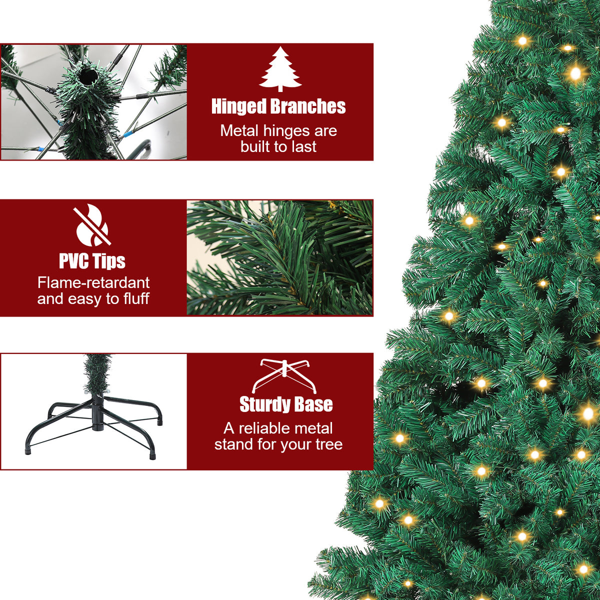 Künstlicher Weihnachtsbaum mit warmweißen LED Lichterketten