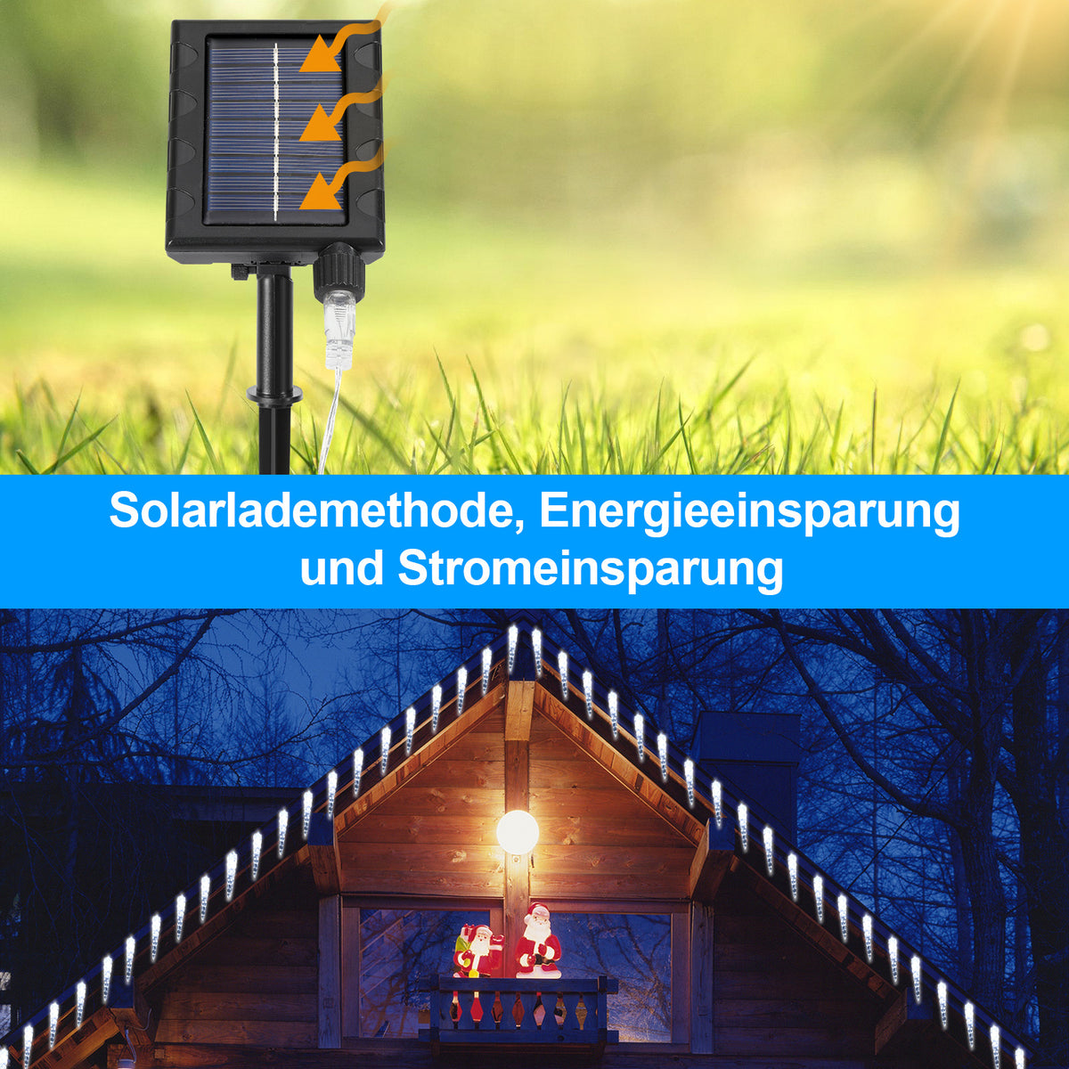 Solar Eiszapfen Lichterkette mit 8 Modi – LED Eisregen für Balkon und Außenbereich