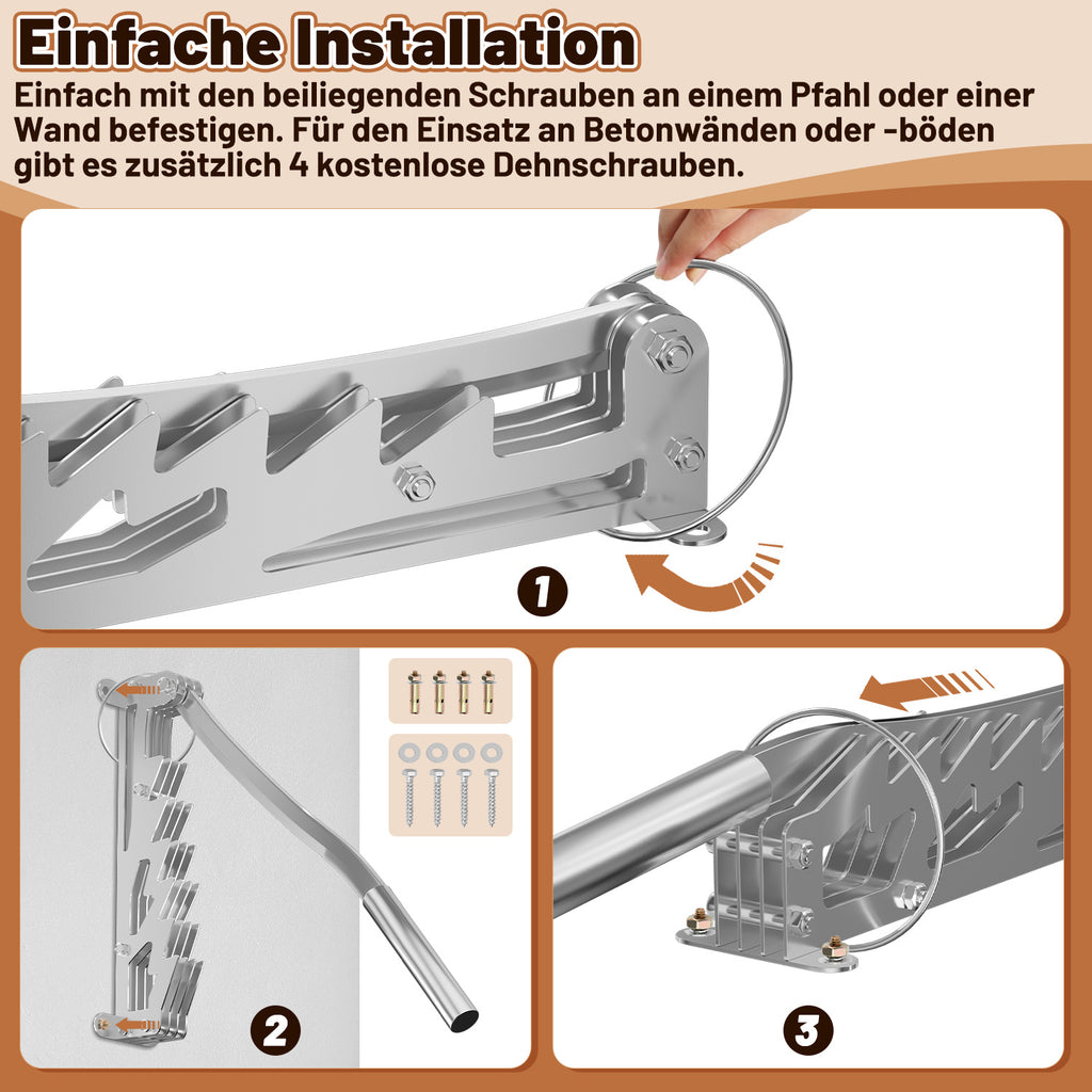 Holzspalter zur Wandmontage neben Kamin und Ofen
