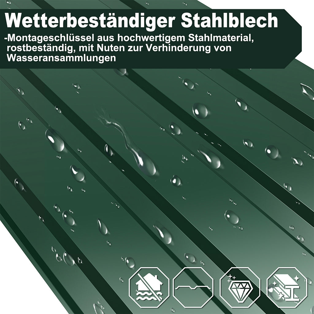 Cecaylie Trapezbleche 115 x 45 cm, verzinkte Stahl-Dachbleche, 12–48 Stück, Grün/Anthrazit