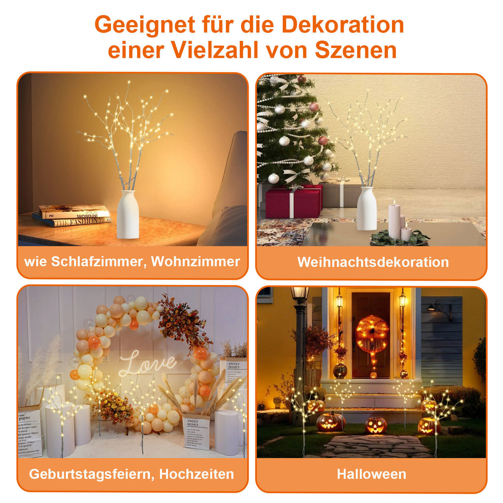 LED Lichterzweige 3er-Set, 50 cm mit 70 LEDs & Timer