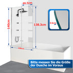 Cecaylie Badewannenaufsatz faltbar, 6 mm Sicherheitsglas, 100/120 × 140 cm, Nanobeschichtung