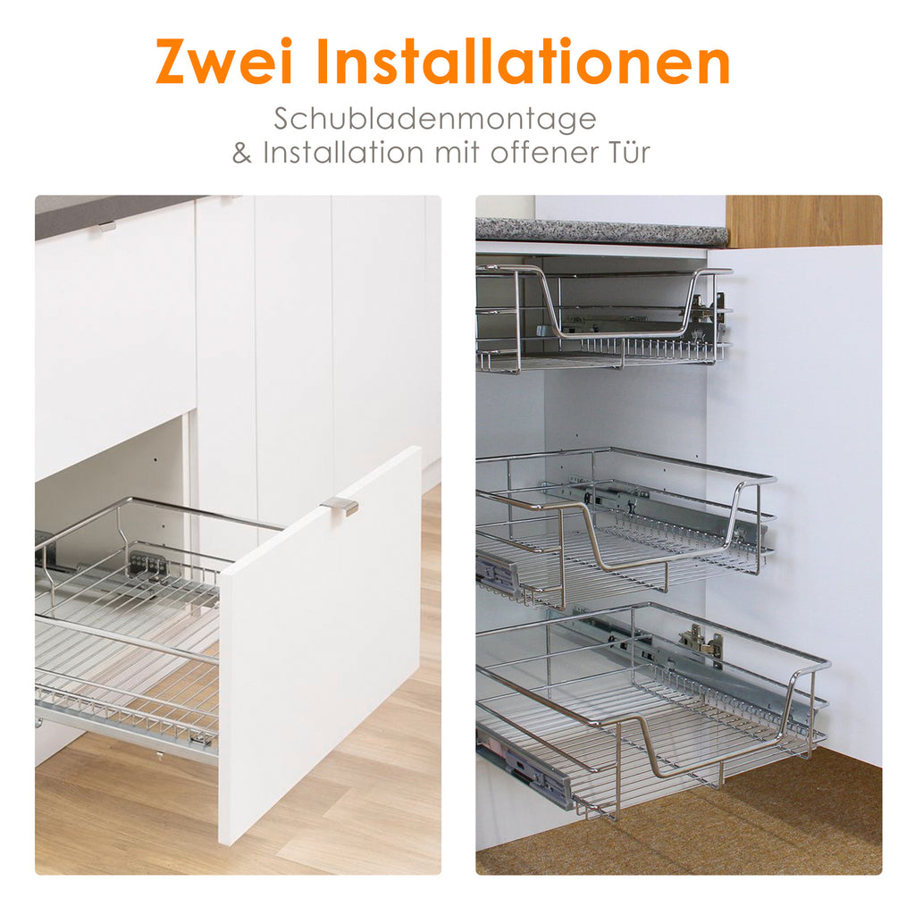 Ausziehbare Teleskopschublade für Küchenschrank 30–60 cm – 2/4/6er Set