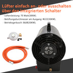 Gasheizgebläse 10/15/30 kW mit Gasschlauch & Druckminderer