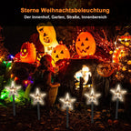 LED Weihnachtssterne Gartenstecker 5/10er-Set mit Timer, warmweiß