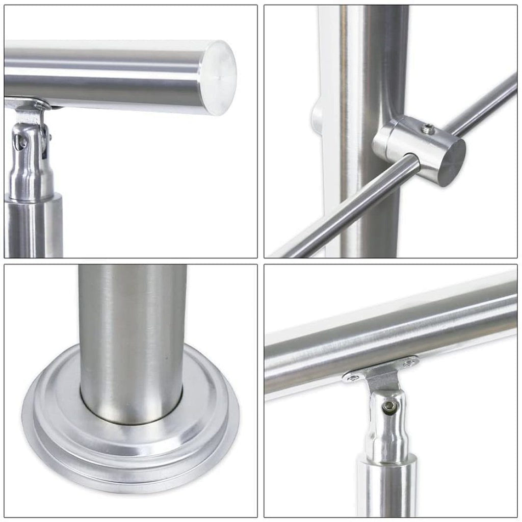 Cecaylie Edelstahl Treppengeländer 80–180 cm, Handlauf aus Edelstahl 201, verschiedene Querstreben