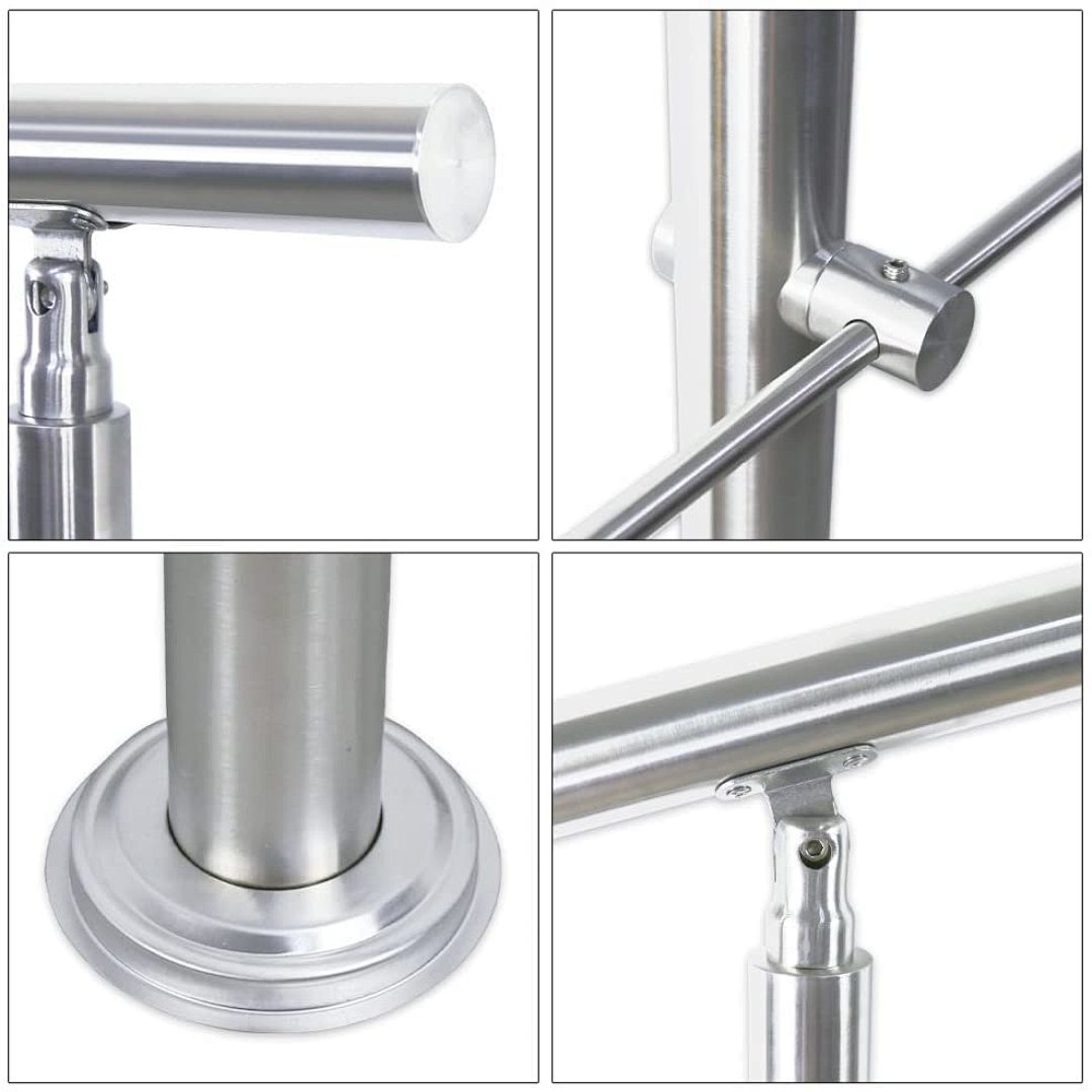 Cecaylie Edelstahl Treppengeländer 80–180 cm, Handlauf aus Edelstahl 201, verschiedene Querstreben