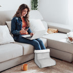 Cecaylie Elektrischer Fußwärmer 100W, 10 Heizstufen, Timer, Waschbares Innenfutter, Hellgrau