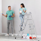 Cecaylie Mehrzweckleiter Aluminium, 3,6–5,8 m, Gelenkleiter klappbar, 150 kg, mit Plattform