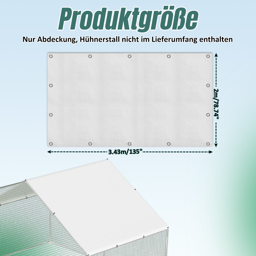 Cecaylie Hühnerauslauf mit Dach, 6–24 m², Stahlrahmen, Geflügelgehege mit Tür