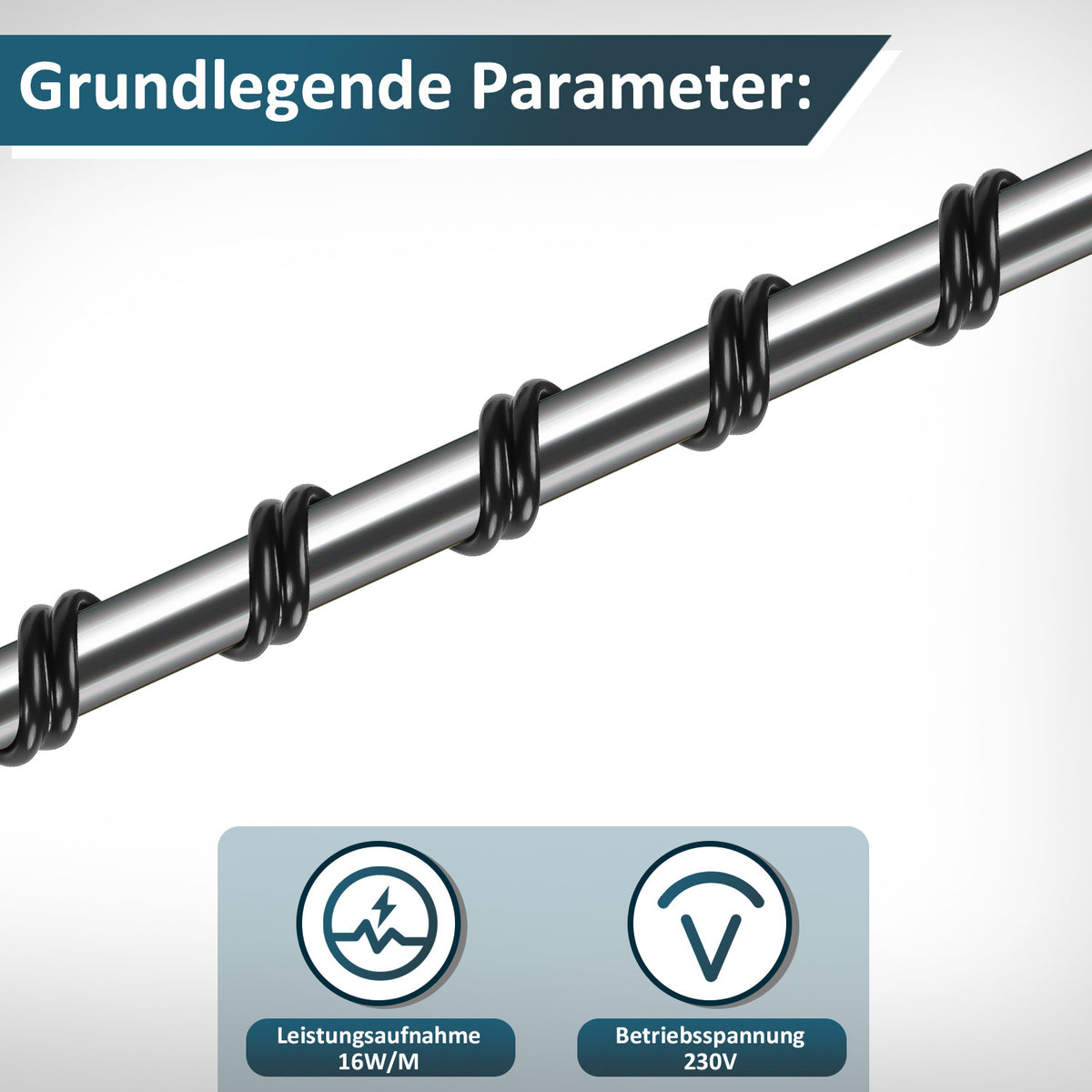 Heizkabel 230V 2–18 m mit Thermostat für Rohrbegleitheizung & Frostschutz